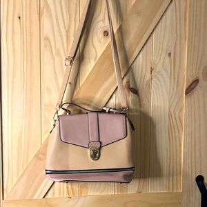 NWOT Elegant Tan and Light Mauve Women's Bag and Matching Wallet